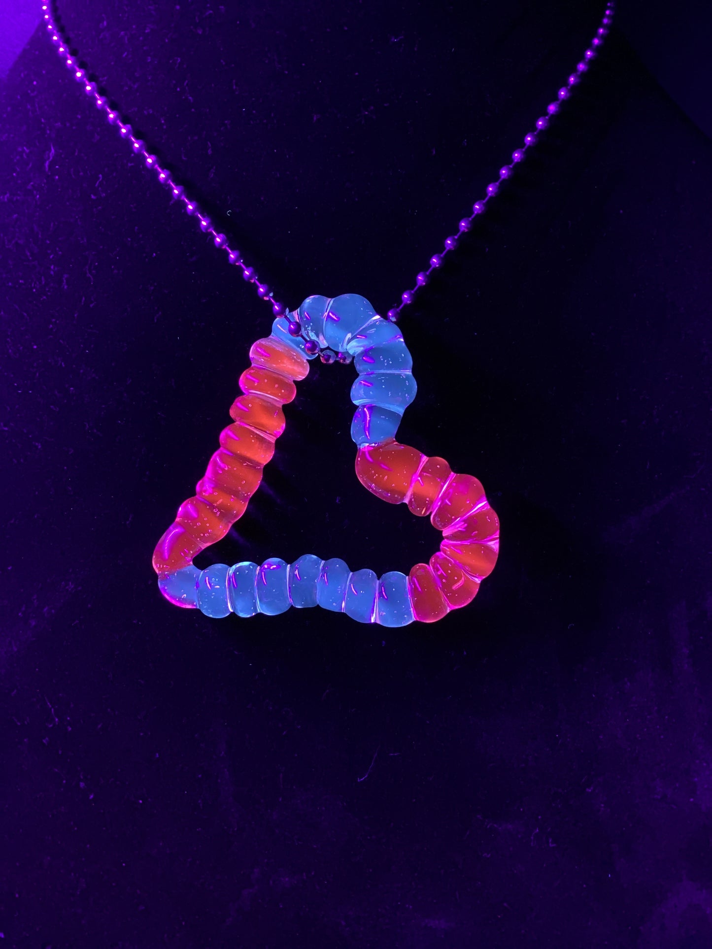 UV gummy worm heart pendant