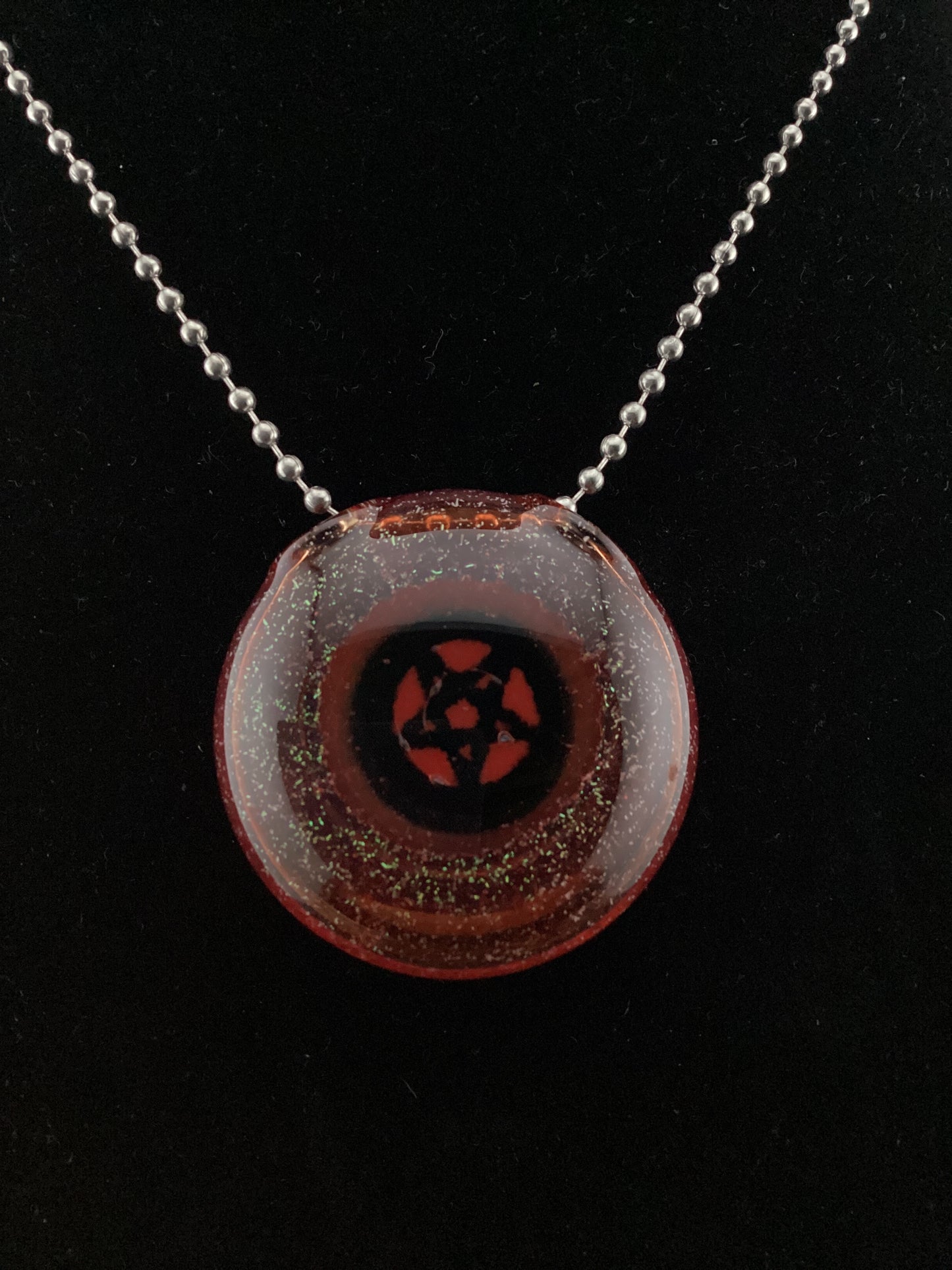 Red dichro pentagram hollow mille pendant